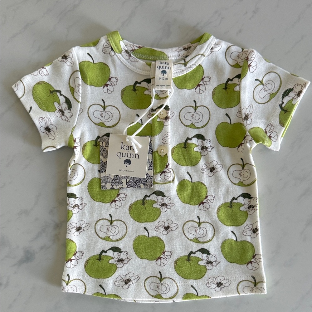 Kate Quinn Green Apple Henley Top NWT
